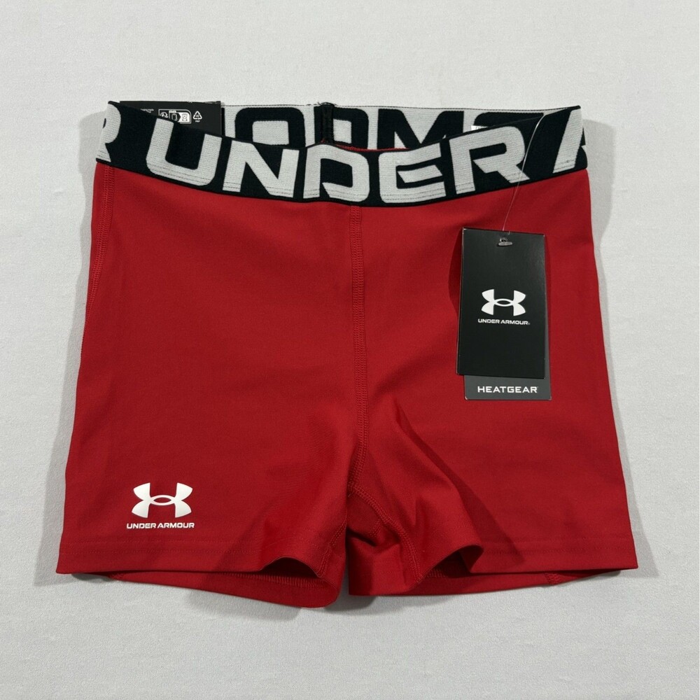 Under Armour HeatGear Womens Shorty 3" Compression Shorts Red 1383629 Sz XS NWT